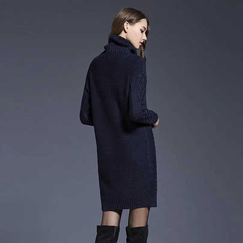 

High quality 2018 autumn and winter new knit dress lady high collar sweater w384