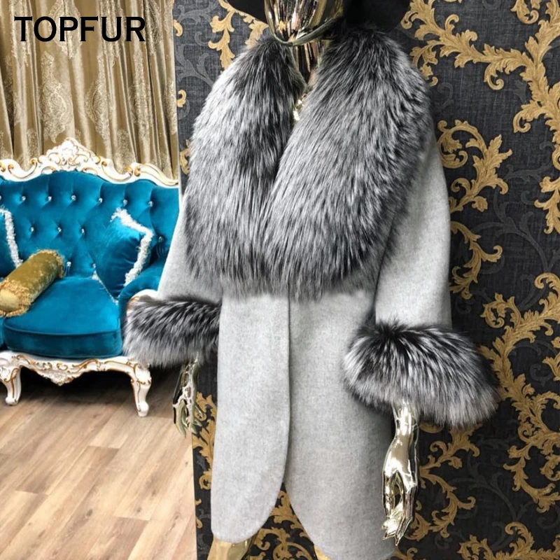 Женское пальто из натурального меха TOPFUR роскошное шерстяное теплое с толстым