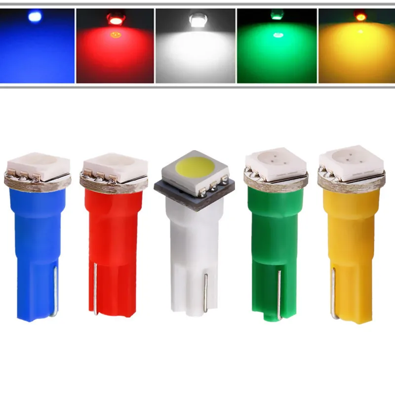 

T5 1 SMD 5050 Pure White/Red/Yellow/Blue/Green/Warm White Dashboard Wedge 1 LED Car Light Bulb Lamp Car Interior Lamp 12V