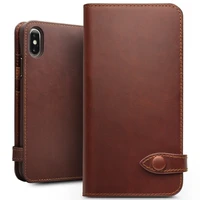 qialino genuine leather phone case for iphone x handmade luxury ultra slim wallet card slot button bag flip cover for iphone x