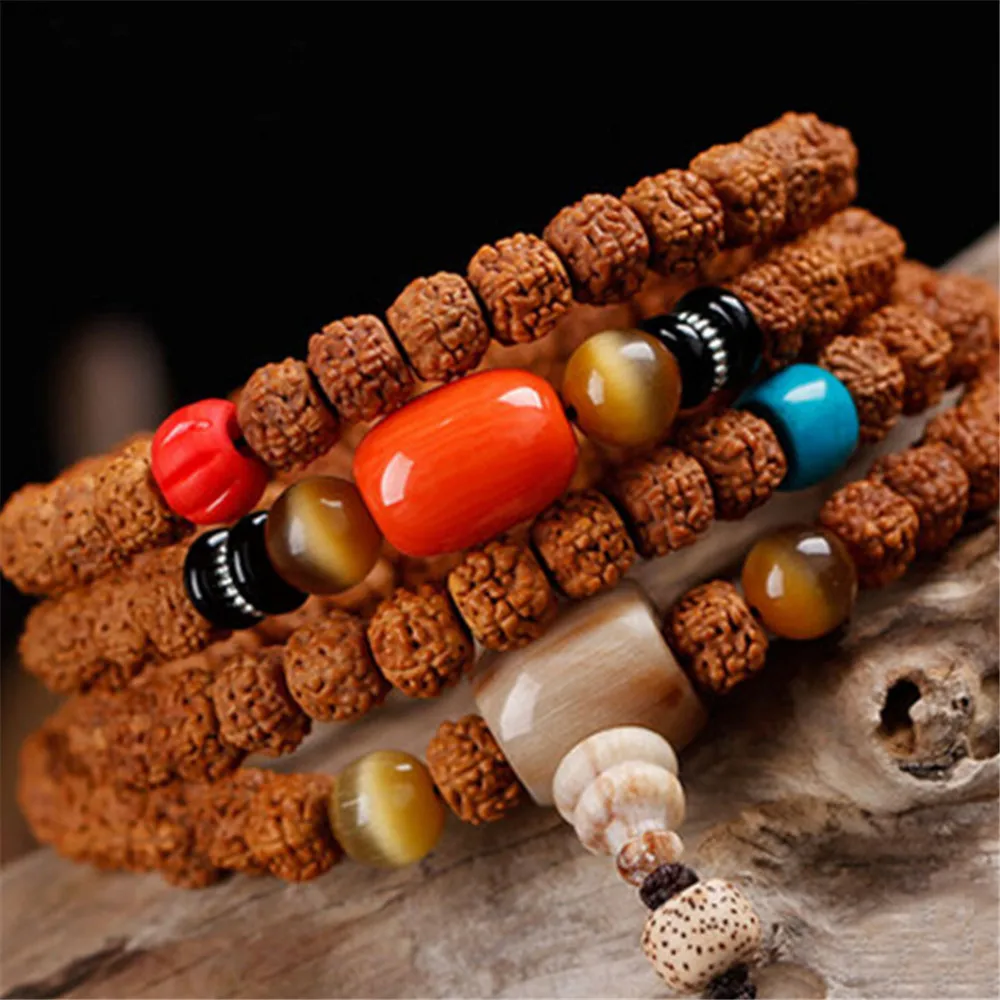 Новый ручной буддийский натуральный 5 лепестков маленький Jingang Bodhi 108 Mala бусы