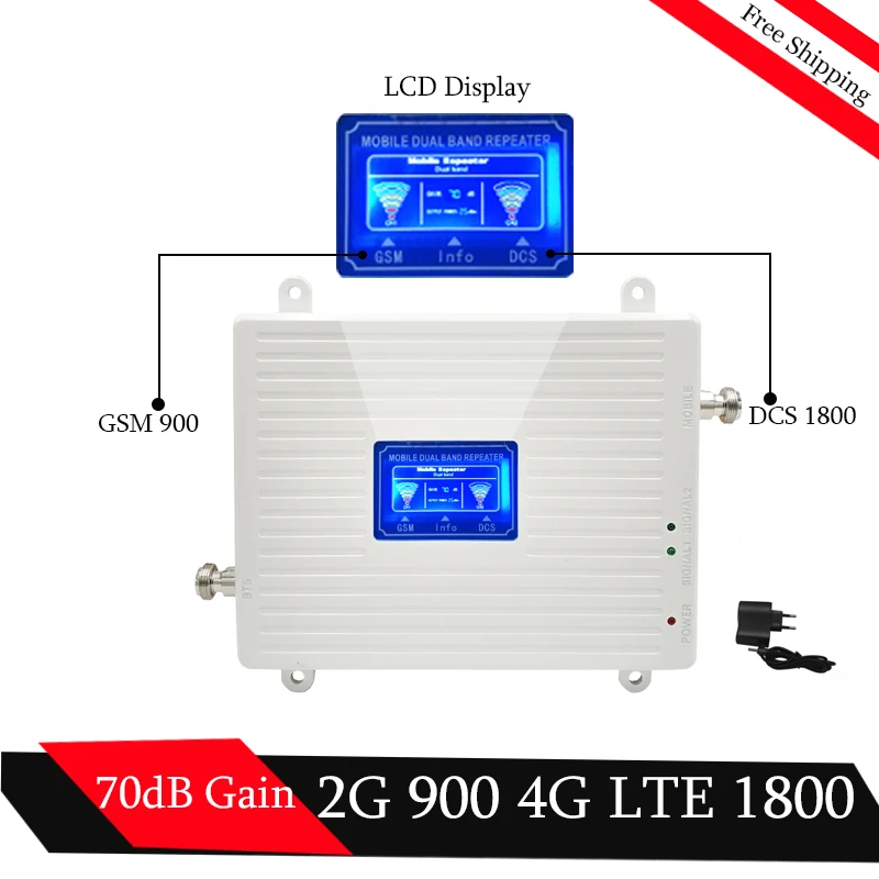 Россия GSM 900 4G LTE 1800 ретранслятор МГц Мобильный усилитель сигнала 70dB Dual Band Repetidor