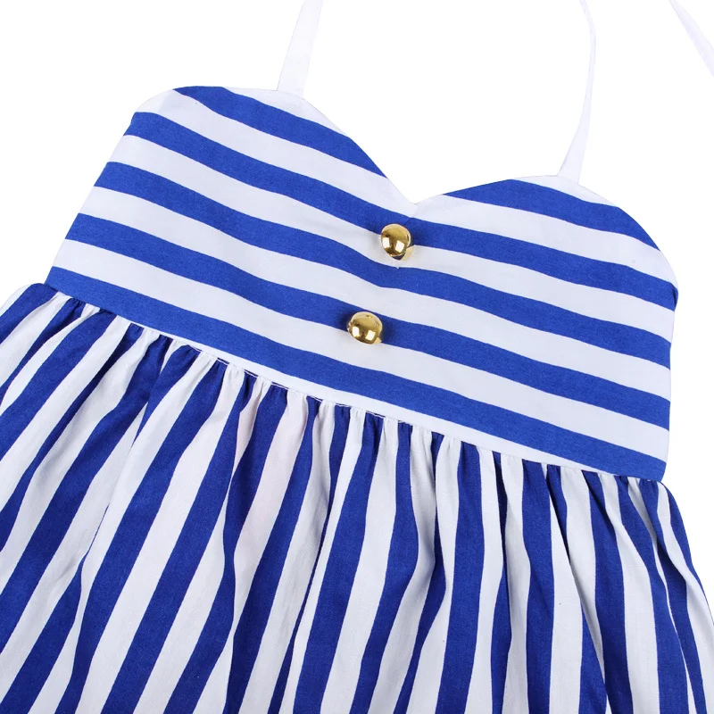 2016 Cute Striped Girls Dress + Bow Headband Suits 2pcs Children Clothing Set Baby Sleeveless Party Costume Girl Outfits | Детская