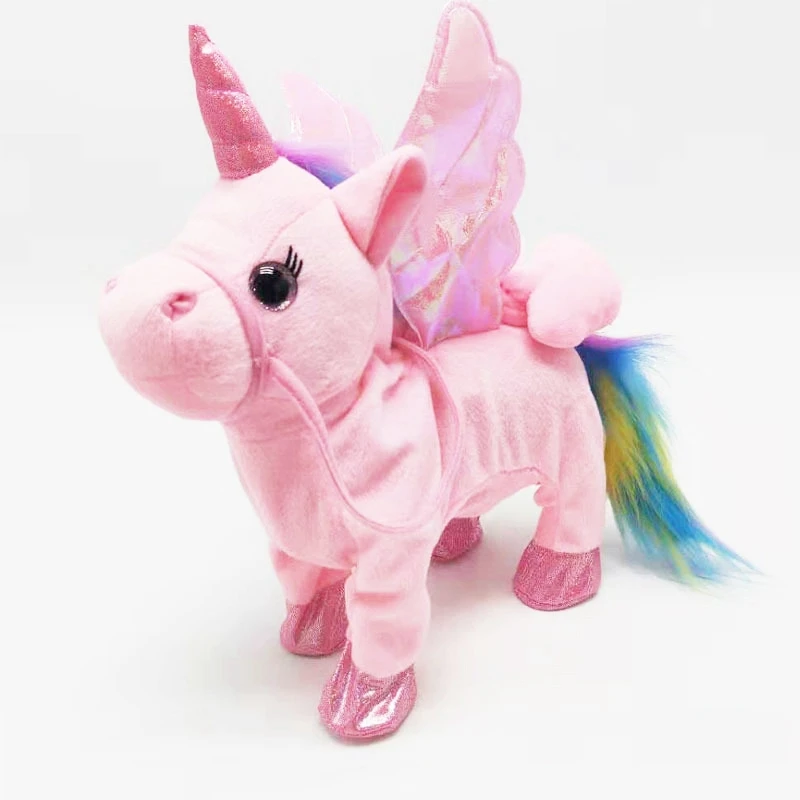 Розовый Машина Единорог пение и танцы игрушки Kawaii машина игрушки для домашних животных для детей плюшевые игрушки мягкие плюшевые животные интерактивные игрушки - Цвет: Розовый