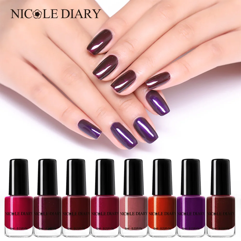 Лак для ногтей NICOLE DIARY 6 мл лак серый красный дизайна на водной основе|Лак ногтей| |
