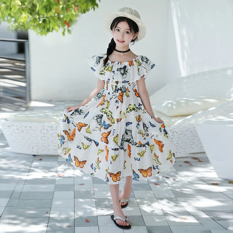 Girls Dress Bohemia Style Dresses Floral for Adolescents 6-10T Big Kids Clothes | Детская одежда и обувь