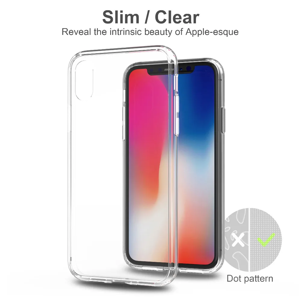 Чехлы для Iphone X XS мода Ультра Прозрачный тонкий sleek ударопрочность царапинам