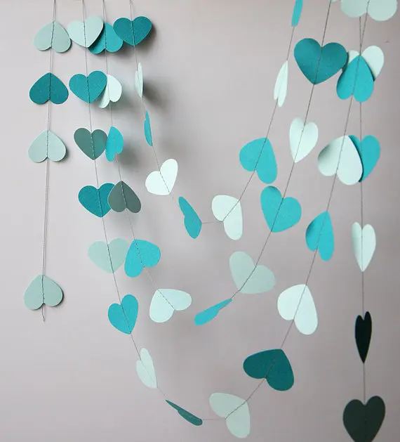 Свадебные синие белые гирлянды сердце свадебный душ День Рождения украшения