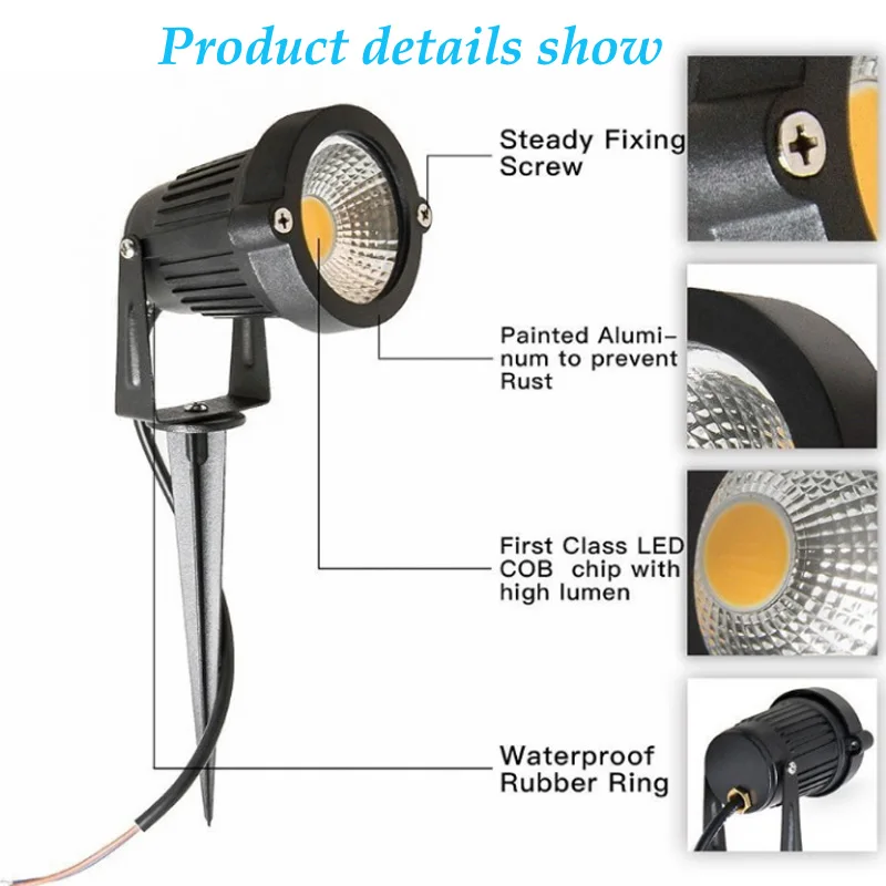 Светодиодный COB LED садовый светильник AC220V 110V DC12V открытый светодиодный Спайк светильник 3 Вт 5 Вт 9 Вт 10 Вт путь пейзаж Водонепроницаемый точечные лампы