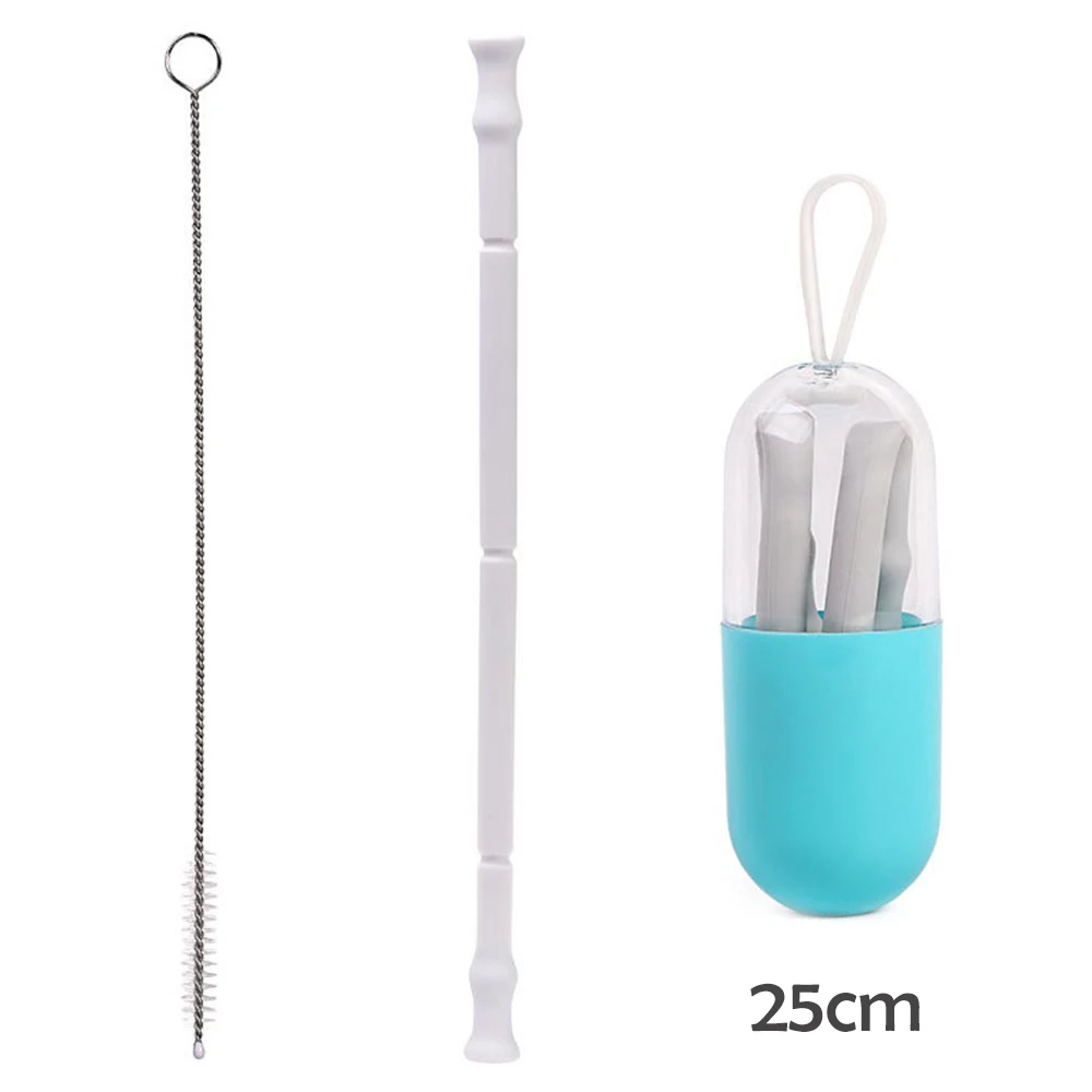 Light Gray 25cm Складной стакан соломы Многоразовые хранение, силикон соломы детей складной соломы для путешествий, дома, офиса напитков - Цвет: Light Gray 25cm