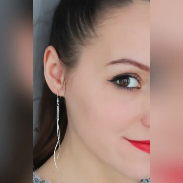 Серьги подвески женские из серебра 925 пробы с гравировкой|dangle long earrings|long drop earringslong