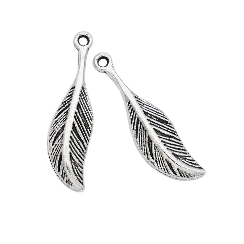 

10pcs Tibetan Silver Plated Leaf Charms Pendants for Jewelry Making DIY Handmade Craft 29x8mm