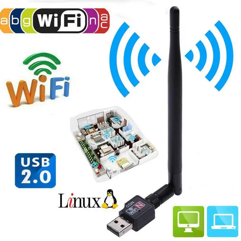 Внешняя компьютерная карта Usb 150 с беспроводной антенной прием Wifi м адаптер 2 дБ