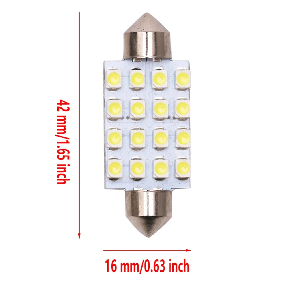 Новинка высокое качество супер яркая 42 мм 1210SMD 16LED Автомобильная купольная