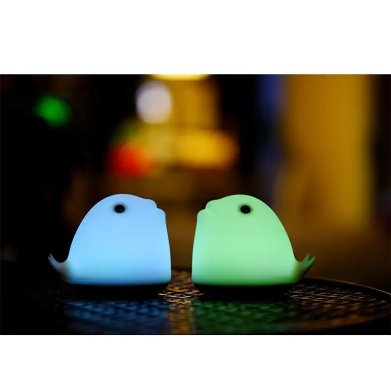 Soft Silicone LED Night Light Adorable Children Nursery Lamp Sensitive Tap Control Whale-shaped Mini Pat Lights USB Rechargeable | Лампы и