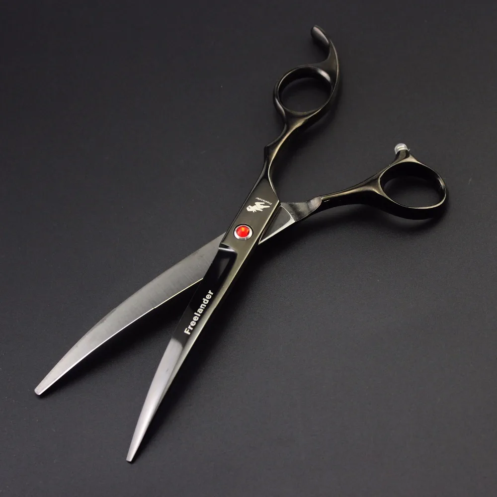 

7 inch black pet scissors hairdressing set 4 piece set combination pet hairdressing tools straight cut bending scissors