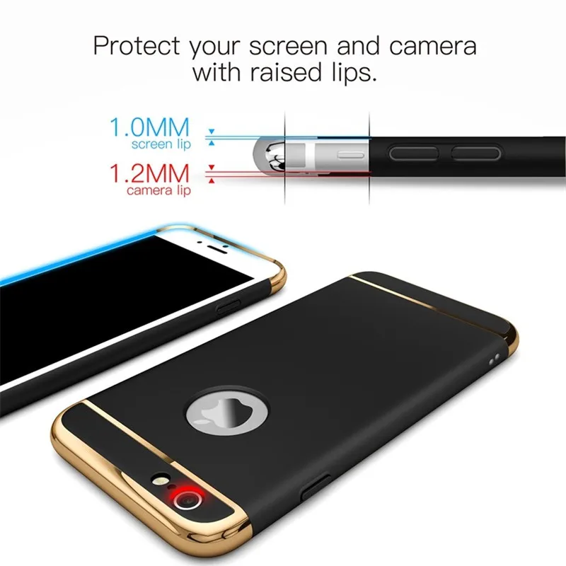 Новейший позолоченный Жесткий ПК Тонкий чехол для iPhone 5S 6 6S 7S 8 X Plus 3 в 1 Гибридный