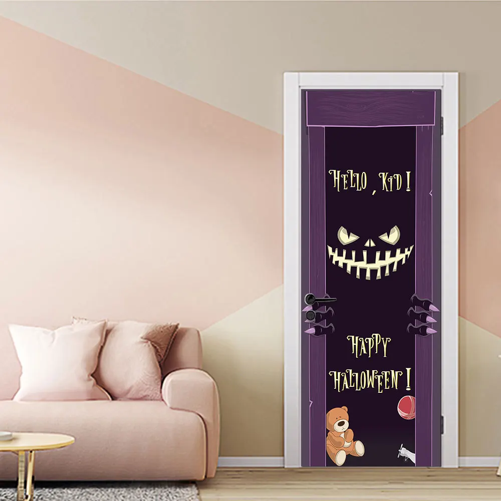 

Demon Halloween Door Stickers Waterproof Door Decorative Decals Self Adhesive Home Decor Mural