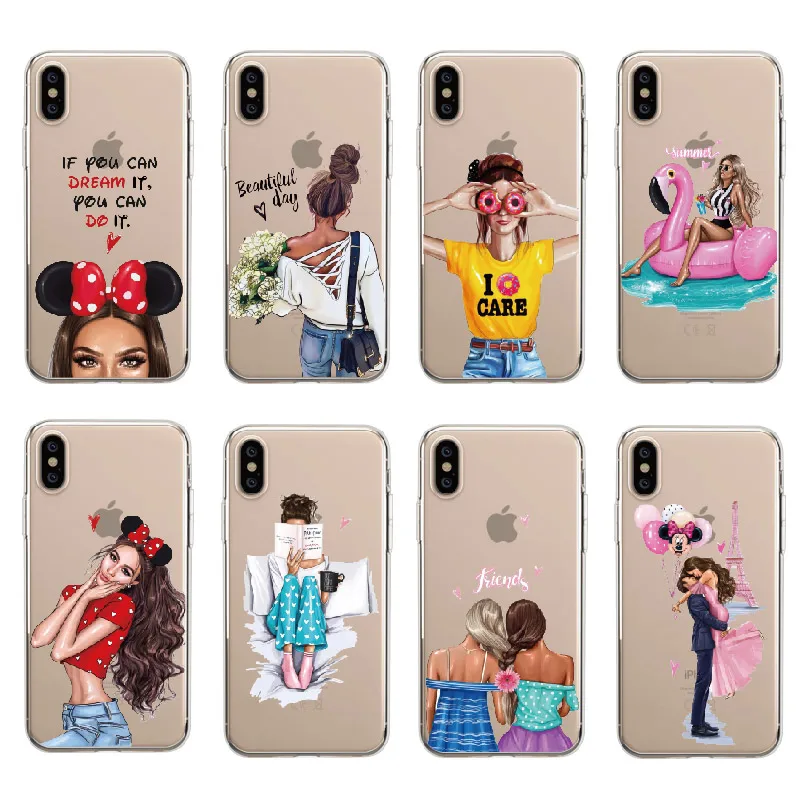 Модный стильный летний пляжный мягкий прозрачный чехол для iPhone 12 Mini 8 7 7Plus 6 6S XS Max XR