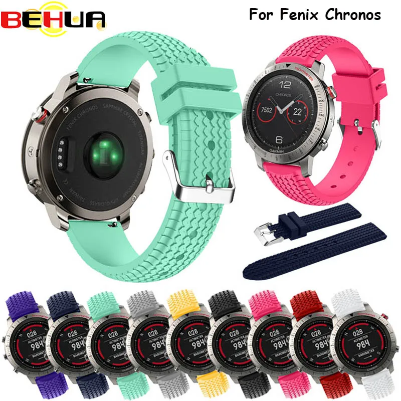 Ремешок силиконовый для спортивных часов мягкий сменный Браслет Garmin Fenix Chronos GPS