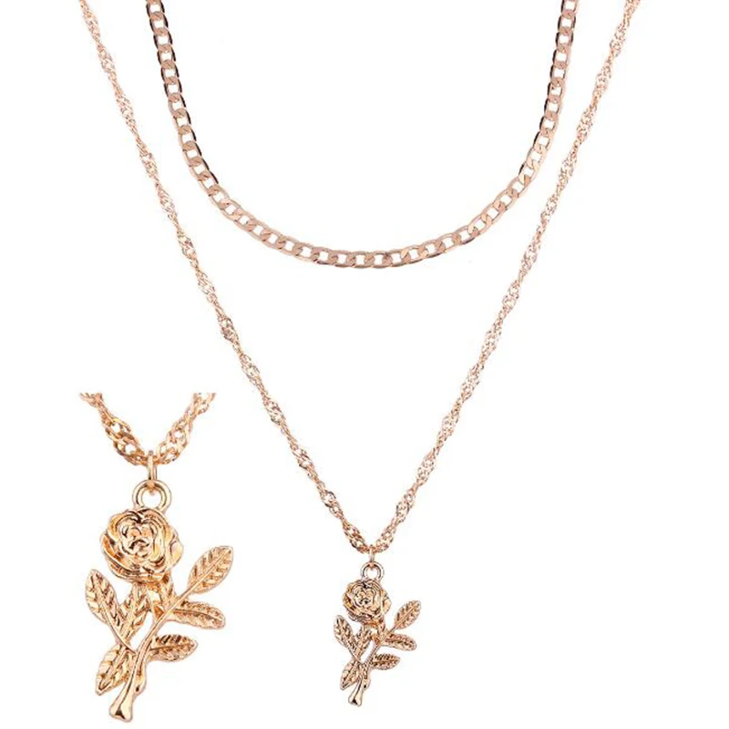 Розовый милый чокер Banny из сплава с подвеской в виде Розы элегантное ожерелье