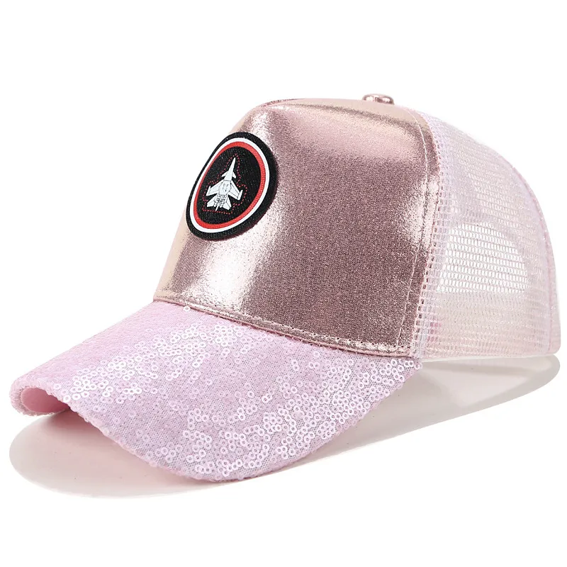 Блестки Snapback бейсболка солнцезащитный козырек сетка для женщин женские модные