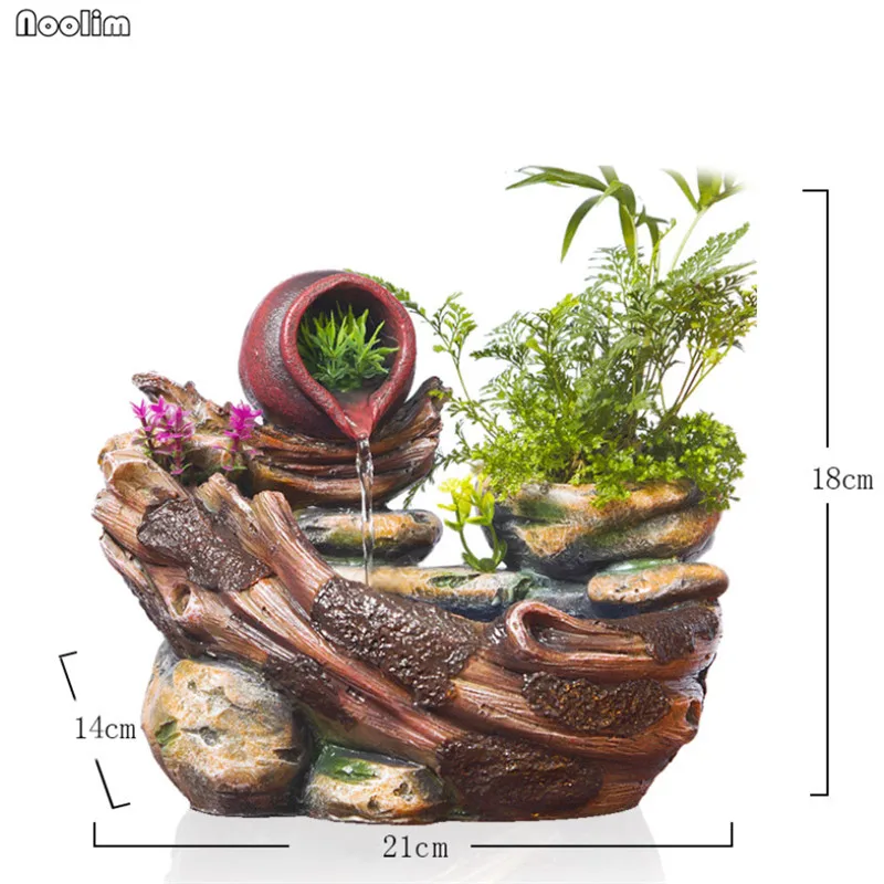 A Европейские суккуленты горшечные растения Lucky Rockery фонтан настольный фэн-шуй украшения домашние фонтаны для воды изделия из смолы - Цвет: A