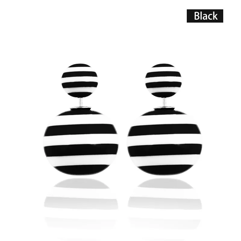 2017 прекрасные толстые полосы конструкций аксессуары два боковых Pearl Stud double Earrings |