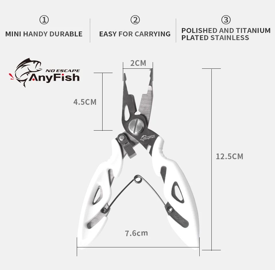 ANYFISH титановое покрытие рыболовные плоскогубцы ножницы оплетка леска приманка резак крючок для удаления снасти инструмент для резки рыбы использовать щипцы ножницы