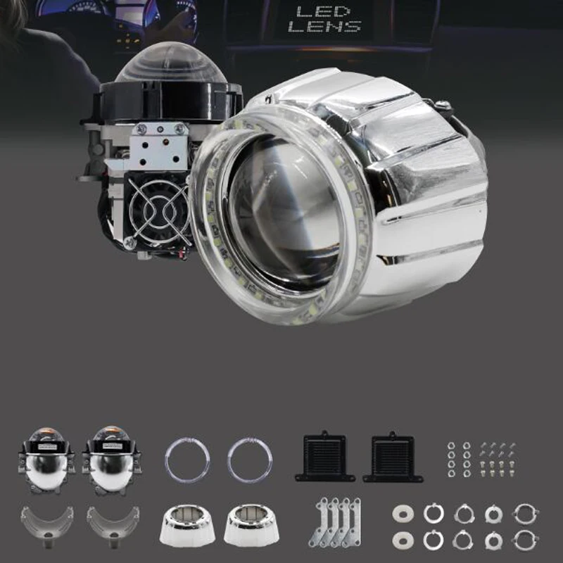 Sanvi 2,5 ''35W 5500K Bi светодиодный проектор Объектив головной светильник Hi Low Beam H4 H7 9006 светодиодный автомобильный светильник комплект для модернизации с ангельскими глазами