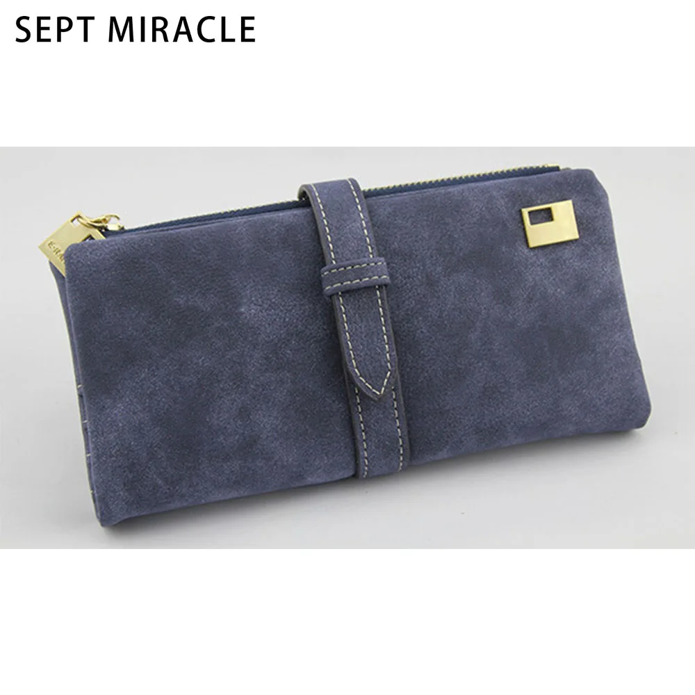 Sept чудо Для женщин длинные Женские Кошельки Drawstring нубук клатч кредитные карты