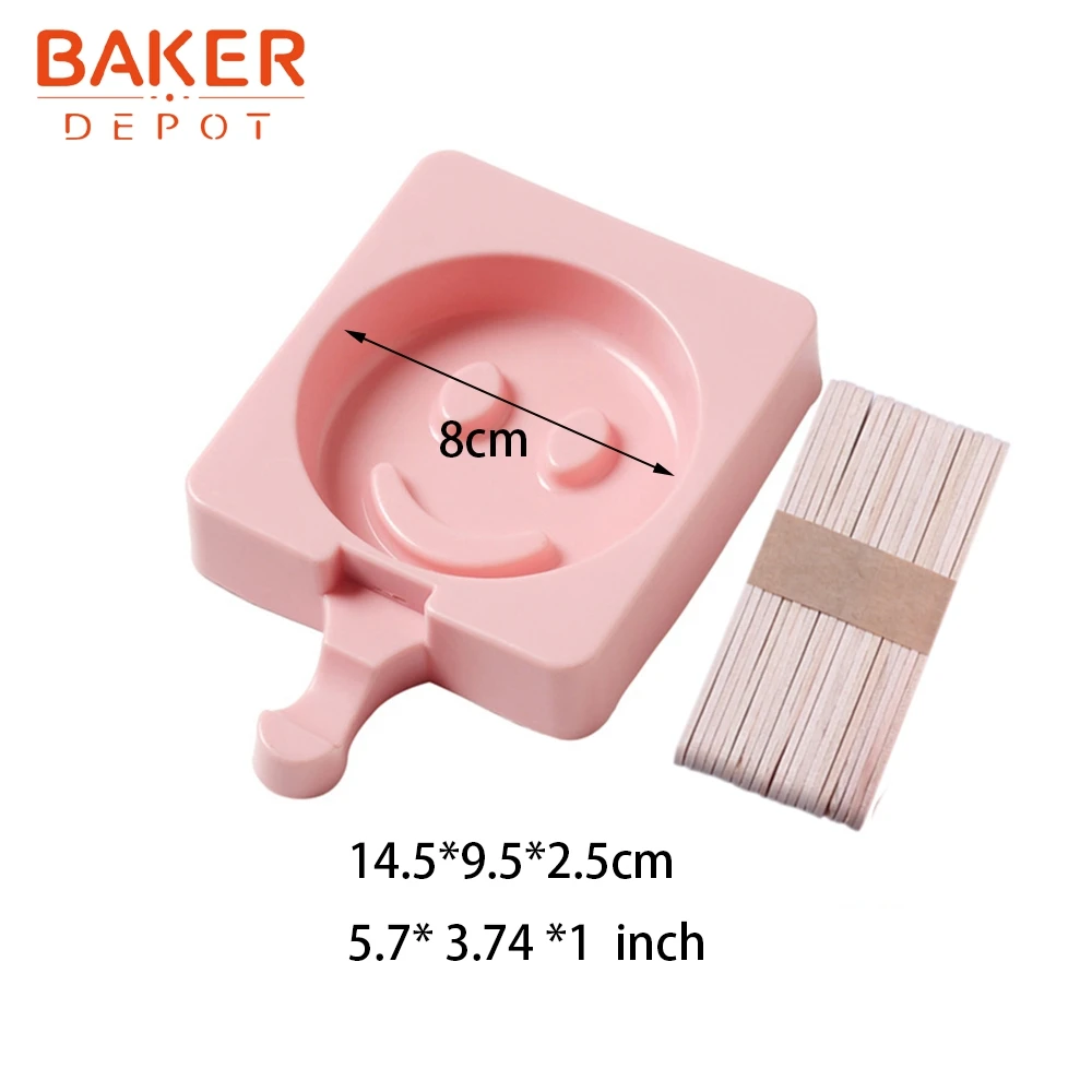 BAKER DEPOT smile face силиконовая машина для мороженого замороженный ледяной куб лоток