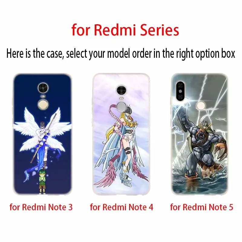 Силиконовый прозрачный чехол Digimon с японским аниме для Xiaomi Redmi Note 10 9 8 7 6 5 Pro Max 9T 8T 10S