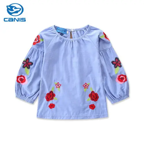 New Kid Girl Fashoion Denim Long Sleeve Floral Dress Clothes Girls Princess Baby Party Pageant | Детская одежда и обувь