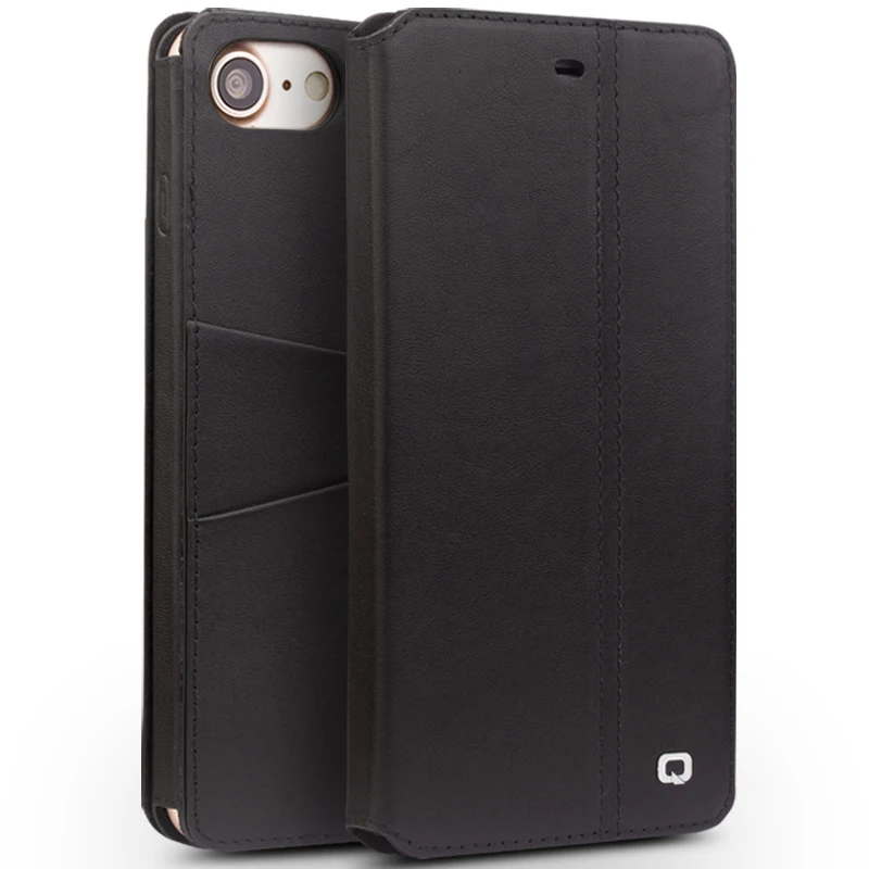 

QIALINO leather case for iPhone 7 with business card holder Slim flip case as premium accessory wallet for iPhone 7 4.7 inch