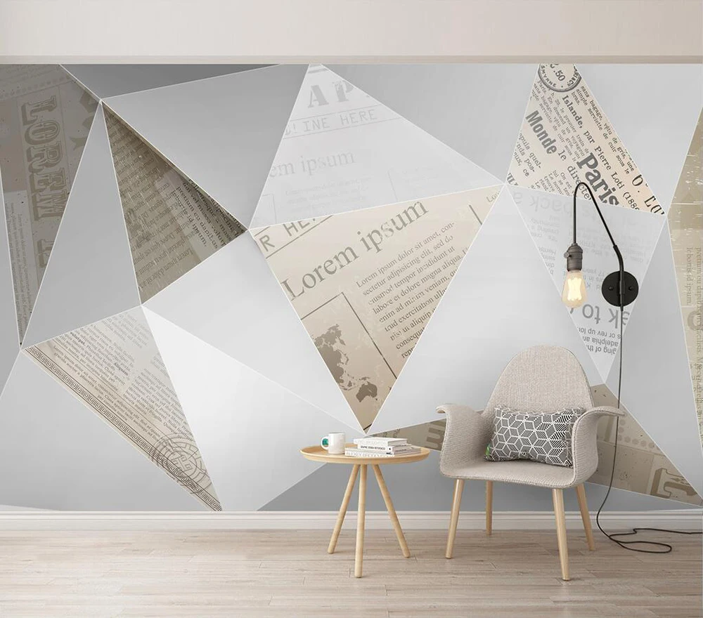 Декоративные обои Абстрактная Геометрия винтажная газета фон Стена - купить по
