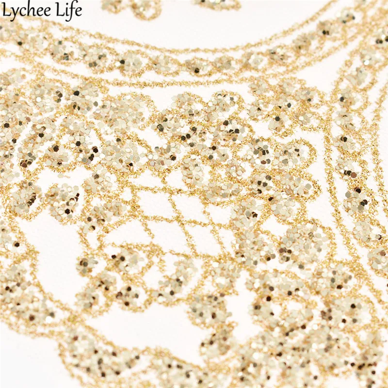 Lychee Life 1 Yard Gold Sequins Lace Trim Ribbon Shiny Lacework DIY Handmade Sewing Dress Clothes Supplies Decoration | Дом и сад