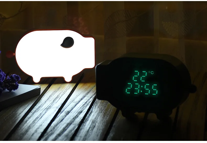 Будильник в форме симпатичной свиньи трехуровневый светодиодный светильник с