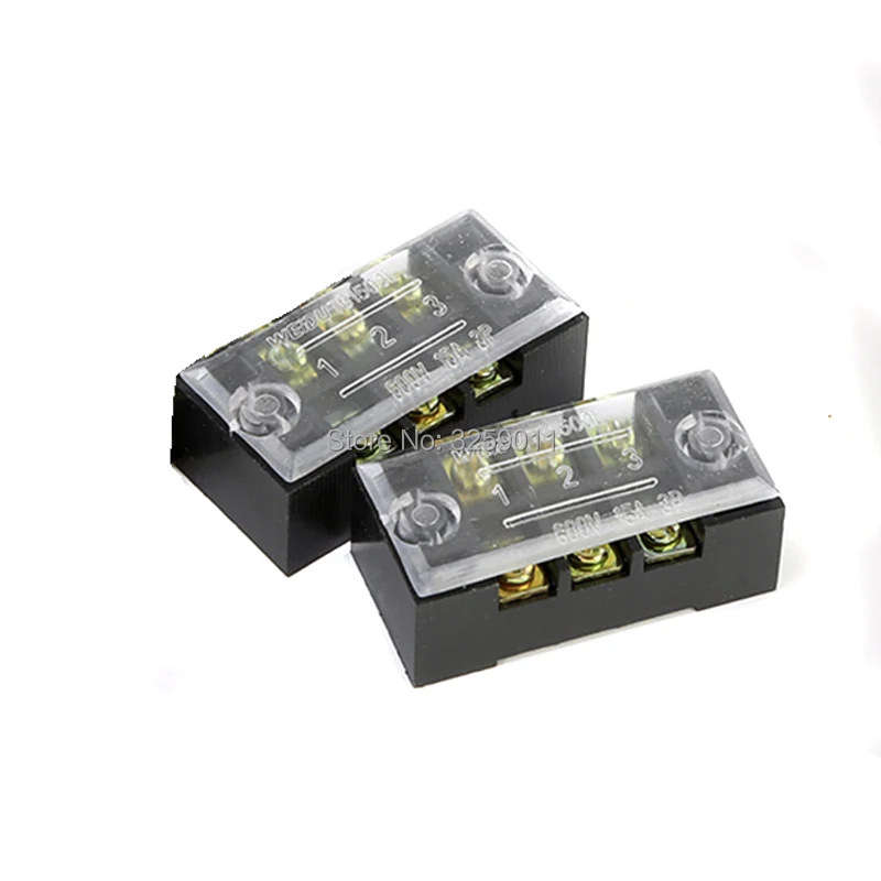 1PCS TB-1503 3 Positions Dual Rows 600V 15 A Wire Barrier Block Terminal Strip black copper | Terminals