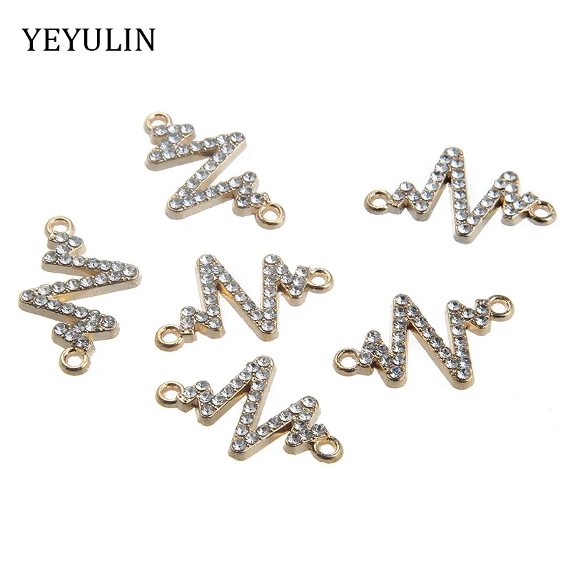 

Multiple Styles Love Hearts Shapes Alloy Rhinestones Golden Color Fashion Connector For Jewelry Making DIY Accessories 10Pcs