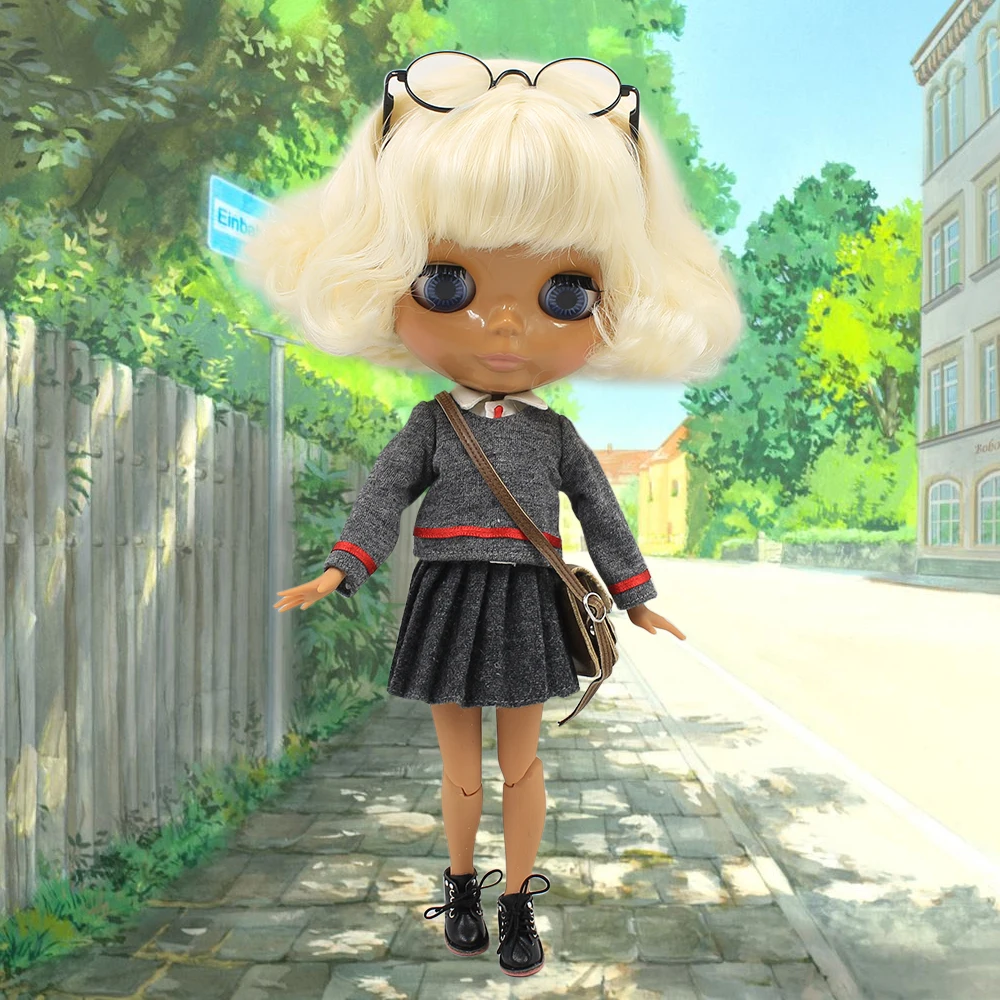 Ледяной DBS Blyth кукольный светильник с золотыми волосами и темной кожей тела bjd
