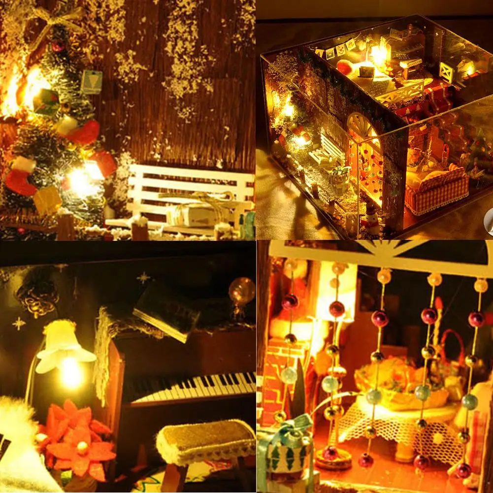 DIY коттедж светодиодный домик дерево дом Карнавальная ночь ручной Assemb модель