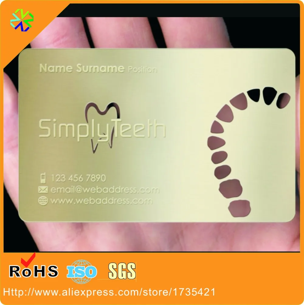 Customized High Quality Aluminum Plate Material And Die Cut Type 1C Printed Classical Metal Custom Business Card