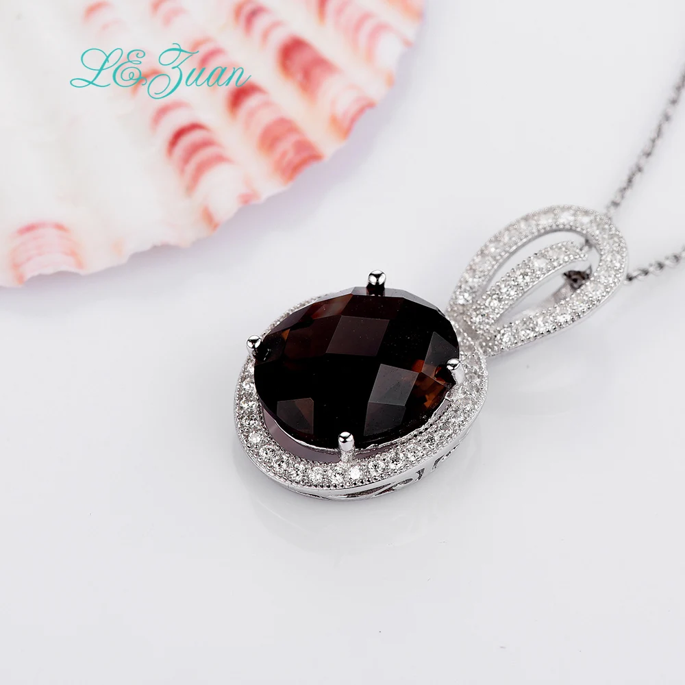 L & zuan Изящные натуральные 8ct дымчатые кварцевые кулоны для женщин из