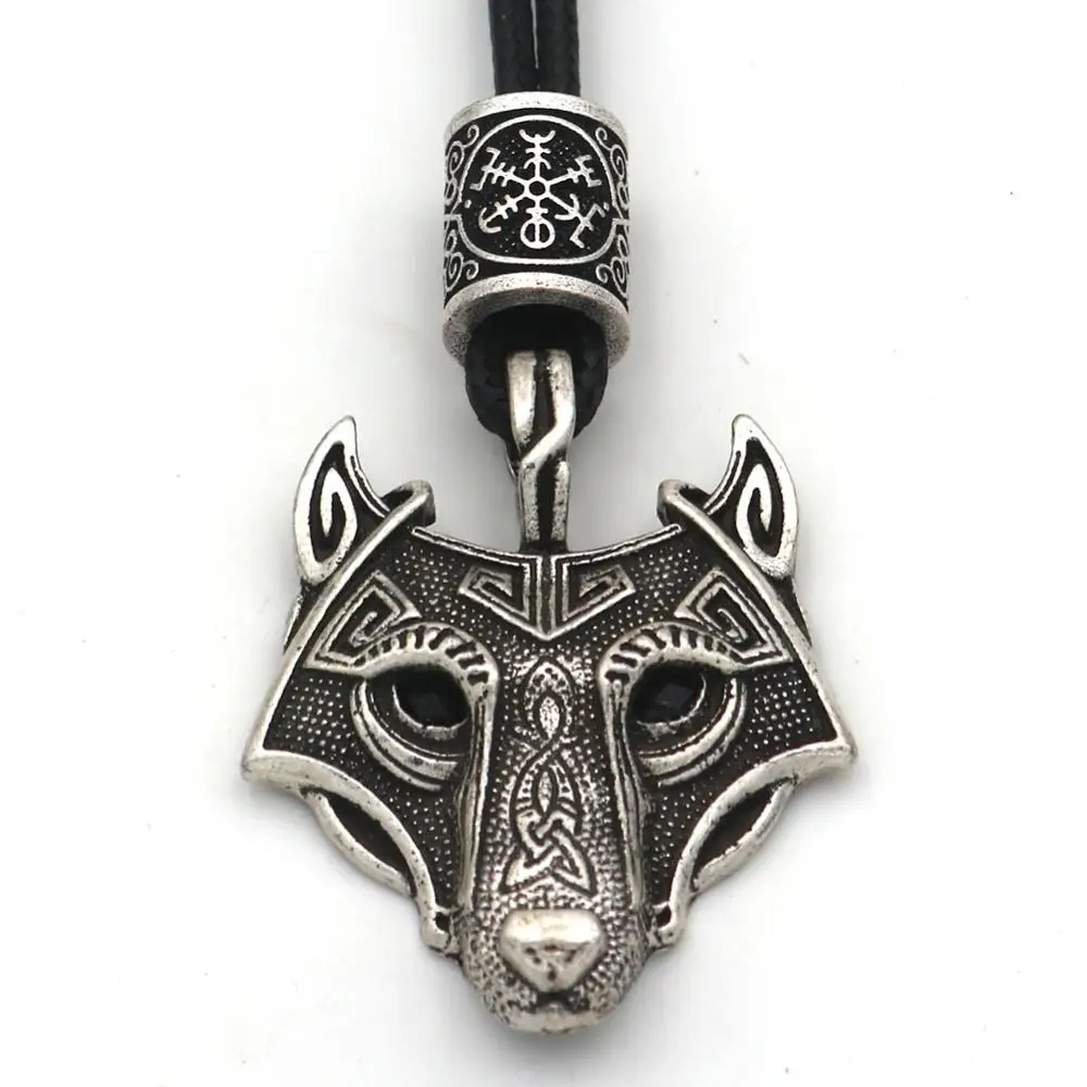 Подвеска с черными кристаллами глаза волка амулет Vegvisir Valknut Trinity бусы колье