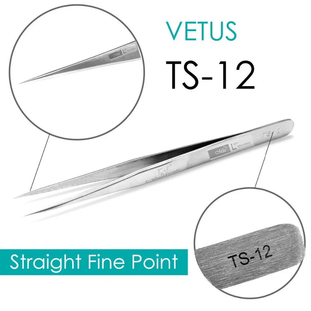 Пинцет для наращивания ресниц VETUS TS12 из нержавеющей стали|steel|steel stainlesssteel tweezers |