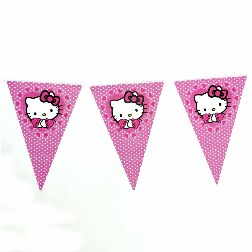 1 комплект бумажный Баннер Вымпел флаг овсянка рисунок Hello Kitty &quotКошка&quot Детский