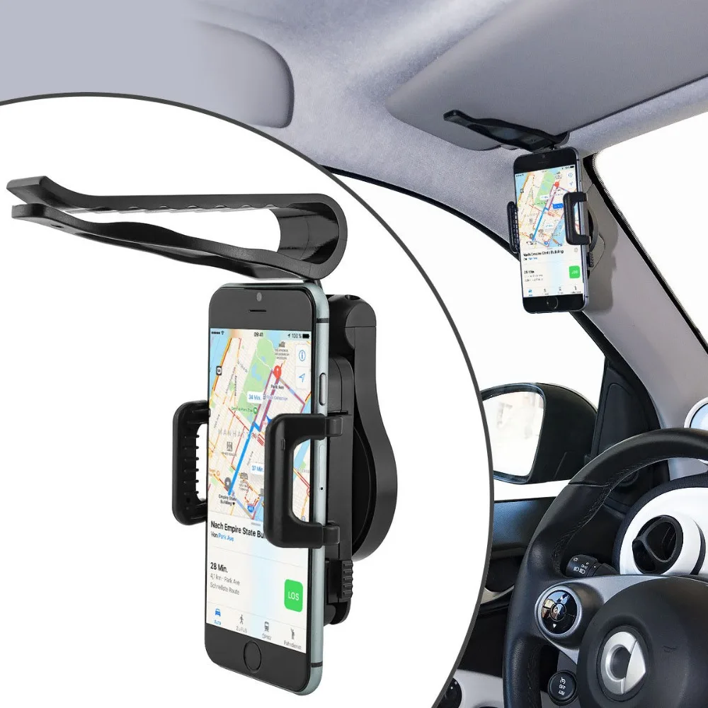 Универсальный автомобильный держатель для телефона с козырьком от солнца