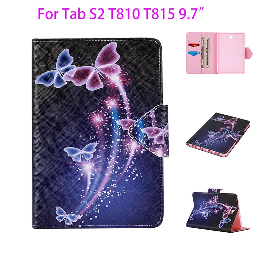 

Tab S2 9.7 inch Painted PU Leather Case For Samsung Galaxy Tab S2 9.7 T810 T815 Case Cover Tablet Flower Card Slots wallet Shell