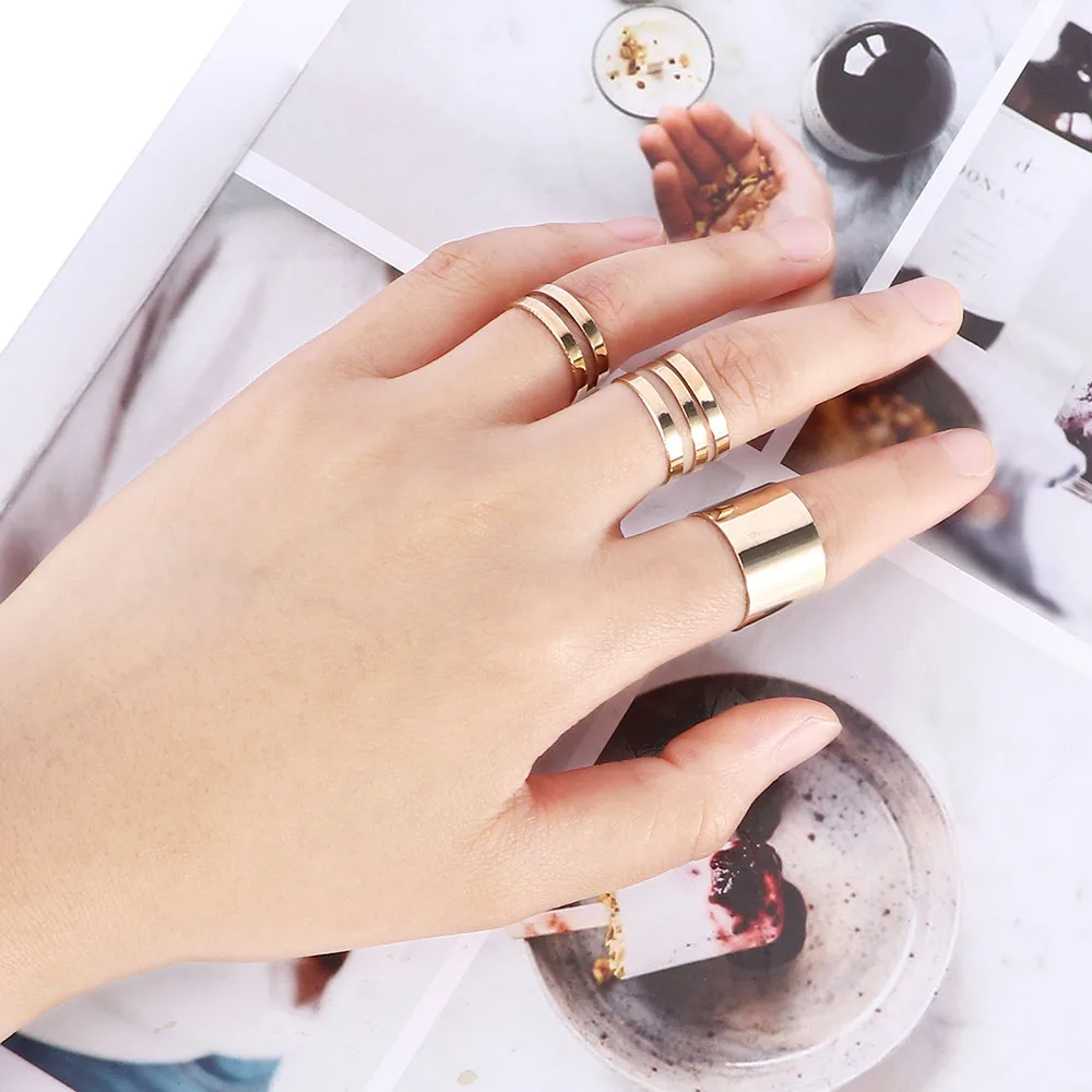 3 шт Блестящий Панк Польский Золотой Серебряный цвет стек простой браслет миди